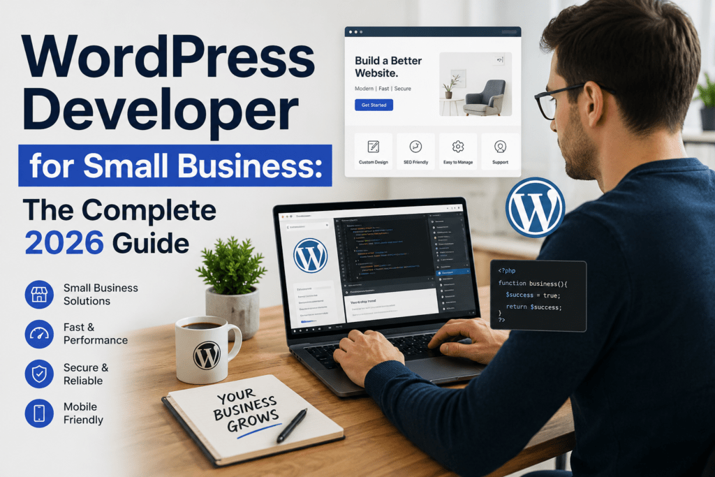 WordPress developer for small business working on a website redesign project
