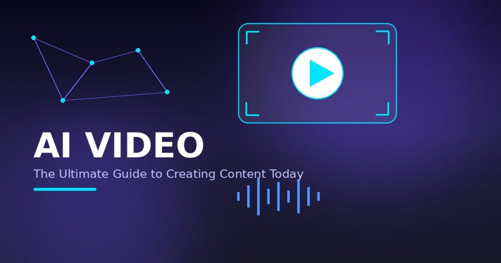 AI video generator interface with play button and waveform
